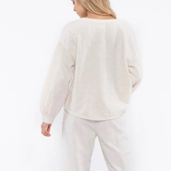 White 2 piece dot sweatshirt set - Picture 3 of 5